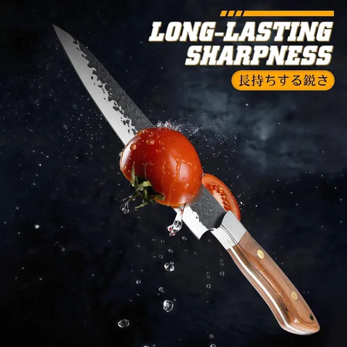 Miniatura 3 de Huusk Cuchillo de chef japonés de 8 pulgadas, cuchillos de cocina forjados a mano con mango ergonómico de espiga completa, cuchillo de cocina