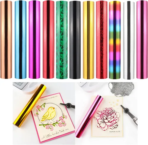 Briartw Lámina activada por calor de 11 colores, 16.4 pies x 5.9 pulgadas (1 rollo) Hojas de transferencia de papel de aluminio caliente para
