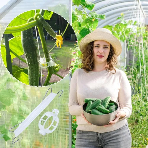 Miniatura 3 de 20 ganchos de tomate con cuerda, ganchos de soporte de tomate, ganchos de soporte de tomate y clips de soporte para plantas con cordel de 33.3 pies