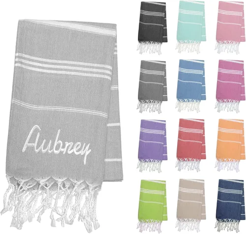 Toallas de playa de algodón personalizadas con borlas para adultos, de gran tamaño, 39 x 70 pulgadas, toalla de playa turca personalizada con nombre