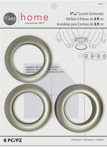 Miniatura 19 de Cortina con arandelas 1 pulgada, diámetro del plástico interior 8/Pkg Blanco