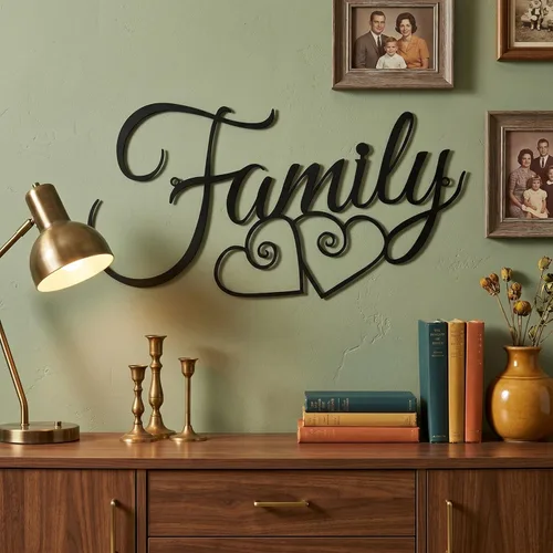 Ferraycle Decoración de pared familiar de metal, decoración rústica para colgar, letreros familiares, decoración de pared para el hogar, sala de
