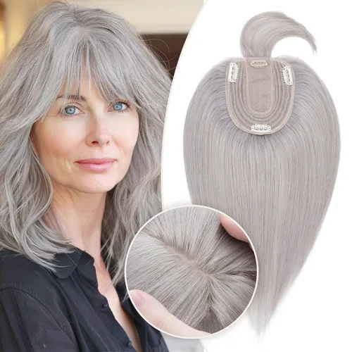 Miniatura 117 de Rich Choices Pelucas con topper de cabello para mujeres, cabello humano real 100% Remy, sin flequillo, para mujeres con adelgazamiento en la parte