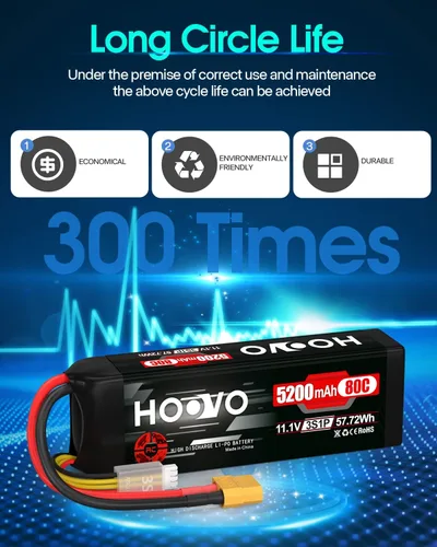 Miniatura 6 de HOOVO Batería LiPo 11.1V 3S 5200mAh 80C Softcase RC Batería XT60 Enchufe para RC Car RC Truck Avión Helicóptero Barco Carreras RC Hobby