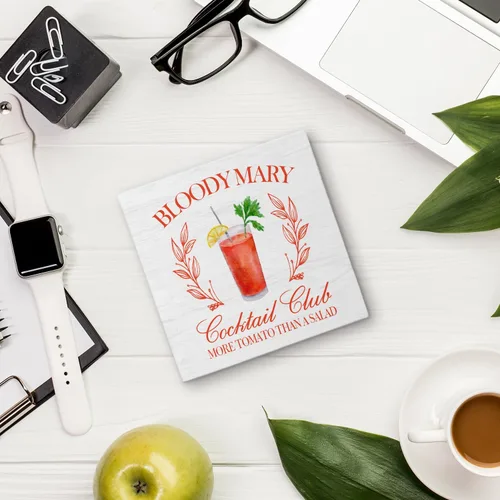 Miniatura 5 de Bloody Mary Bar - Letrero de madera para decoración de escritorio, regalos para amantes de los cócteles, Bloody Mary Cocktail Bloody Mary