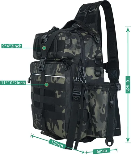 Miniatura 2 de Blisswill - Bolsa de almacenamiento para equipo de pesca al aire libre - Mochila de pesca grande resistente al agua I: camuflaje bosque