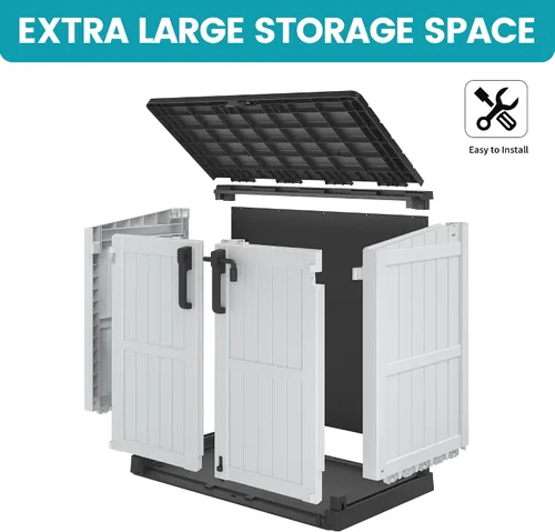 Miniatura 3 de LHBcraft Armario de almacenamiento para exteriores de 36 pies cúbicos con puertas con cerradura, cobertizo de almacenamiento horizontal portátil