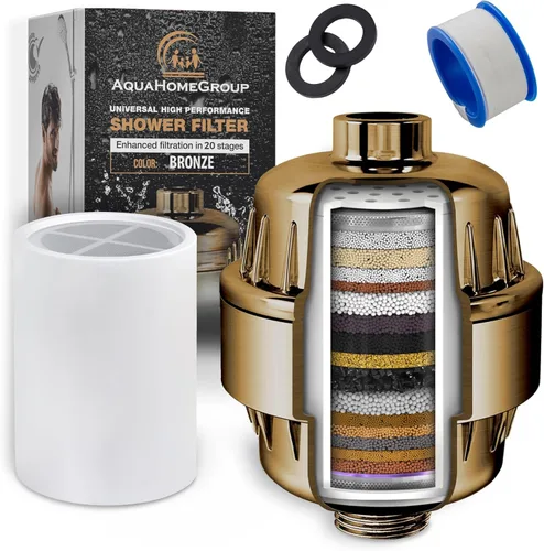 Miniatura 9 de AquaHomeGroup Filtro de ducha de 20 etapas con vitamina C E y A, reduce el cloro, los metales pesados y los sedimentos, 2 cartuchos incluidos