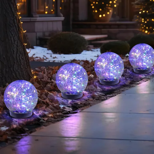 Miniatura 10 de MLKNK Luces solares de globo para exteriores, impermeables, bolas solares, luces solares de jardín, orbes para exteriores, paquete de 2 bolas