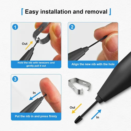 Miniatura 6 de REEYEAR 10 puntas de repuesto compatibles con Samsung S-Pen BOOX Marker Plus Stylus, fieltro extra suave, punta fina, escritura precisa y bocetos
