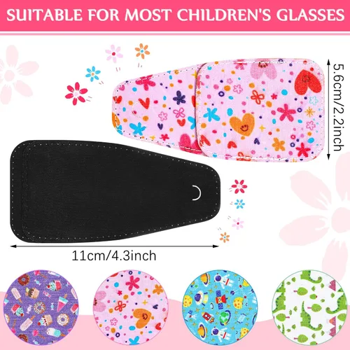 Miniatura 2 de Haysandy 4 parches para ojos para niños, reutilizables, para gafas para cubrir cualquier ojo, rosa, azul, verde y blanco, 4 estilos