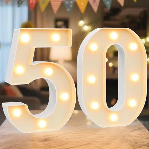 Miniatura 44 de Letrero de números con luz LED de marquesina, letrero de números de cumpleaños iluminado para decoración de fiesta de cumpleaños, pared de bar