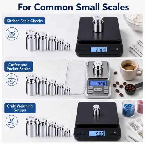 Miniatura 4 de I-MART Juego de pesas de calibración de 0.04 oz, 0.39 oz, 0.71 onzas, acero cromado grado M1, pesas pequeñas para calibración digital, bolsillo