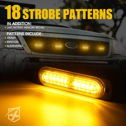 Miniatura 3 de Xprite 10 luces LED estroboscópicas de emergencia, ámbar de 12 luces LED estroboscópicas intermitentes, función de sincronización, luz de parrilla