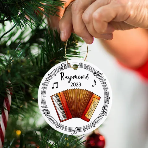 Miniatura 5 de Adorno de acordeón personalizado de Navidad, adorno de instrumento musical de acordeón para árbol de Navidad 2025, adorno de acordeón regalo