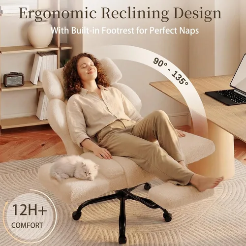Miniatura 6 de Silla de oficina con reposabrazos abatibles, silla de oficina grande y alta con reposapiés, asiento extra ancho y almohada lumbar, silla ergonómica