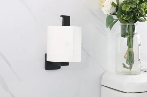 Miniatura 3 de TocTen Soporte de papel higiénico para papel higiénico para papel grande, hecho de acero inoxidable SUS 304 grueso, soporte de pared cuadrado Negro