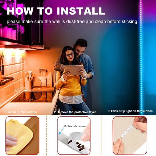Miniatura 6 de Phopollo - Luces LED de 200 pies para dormitorio, sincronización de música, cambio de color, control inteligente de aplicación con control remoto