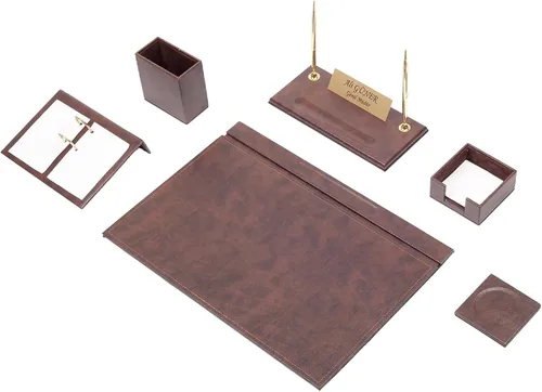 Miniatura 16 de Juego de escritorio de cuero, juego de organizador de escritorio, accesorios de escritorio de oficina, soporte para calendario, 8 accesorios