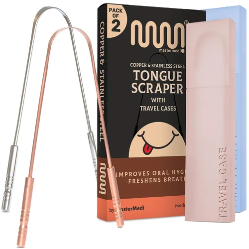 Miniatura 15 de MasterMedi Raspador de lengua negro con estuches (forma de cuchara, paquete de 2), limpiador de lengua para tratamiento del mal aliento, raspador