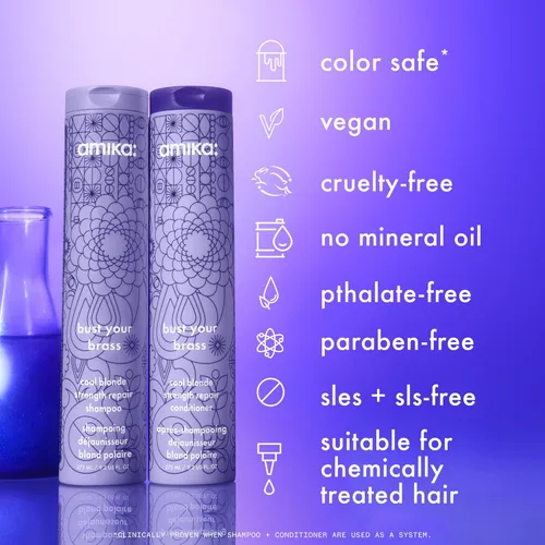 Miniatura 12 de amika bust your brass cool blonde strength repair shampoo