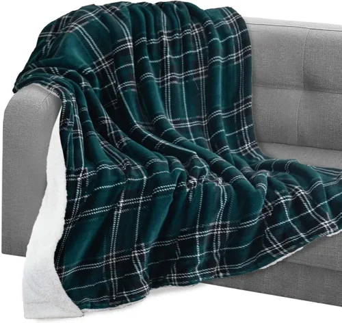 Miniatura 27 de Elegant Comfort Manta reversible de franela sherpa, ultrasuave, mullida, acogedora y afelpada, manta decorativa ligera para todas las estaciones, 50