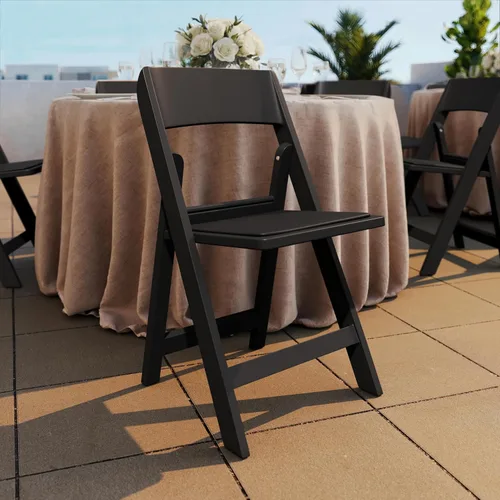 Miniatura 2 de Flash Furniture Hercules Tucker - Silla plegable de resina negra comercial, ligera, asiento extraíble acolchado de vinilo, para uso en interiores