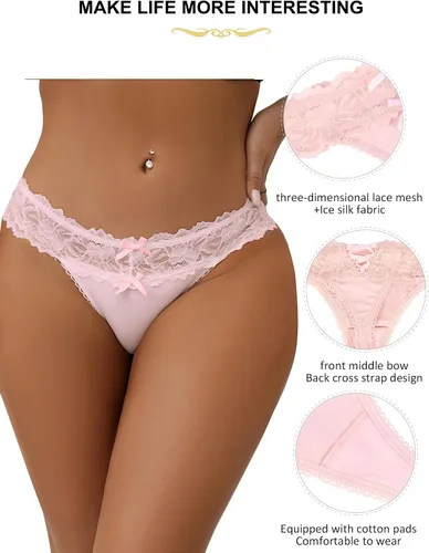 Miniatura 45 de ohyeah Tangas sexy de encaje tangas bragas de tiro bajo ropa interior para mujer de algodón entrepierna braga tangas bragas 4-18