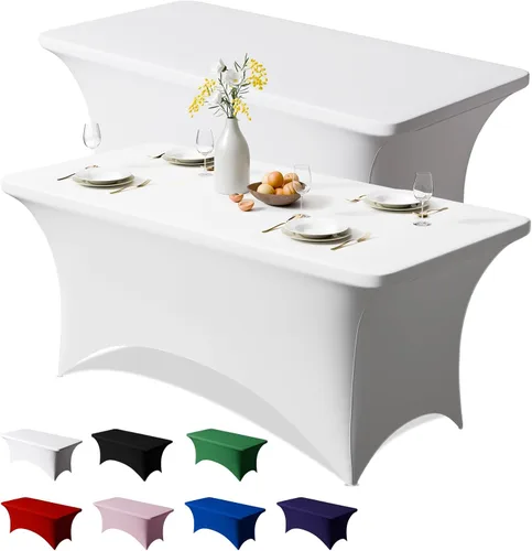 Miniatura 20 de Trlyc Paquete de 1 mantel rectangular de elastano de 4 pies – 48 x 30 pulgadas, resistente a las arrugas, para bodas, fiestas, banquetes, picnic
