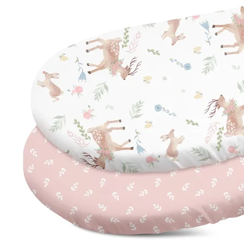 Miniatura 9 de Gllquen Baby Juego de Sábanas para Moisés de 2 Piezas, Sábana Ajustable para Moisés Transpirable Acogedora Ajuste Universal para Colchón Estándar