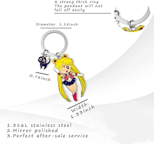 Miniatura 3 de Sailor Moon Tsukino Usagi con gato clave cadena llavero llavero