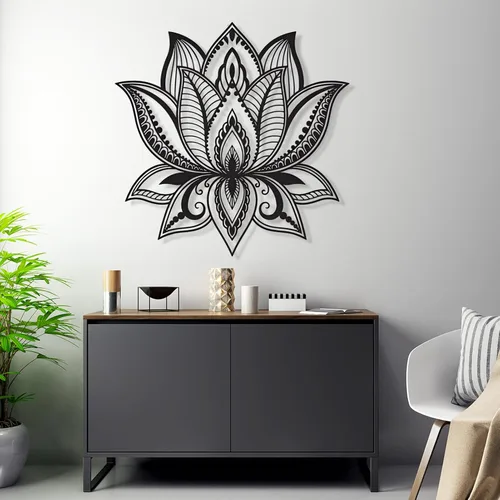Miniatura 2 de Arte de pared de mandala, arte de pared de metal con flor de loto, decoración de pared de mandala de metal grande, arte de pared de mandala de loto