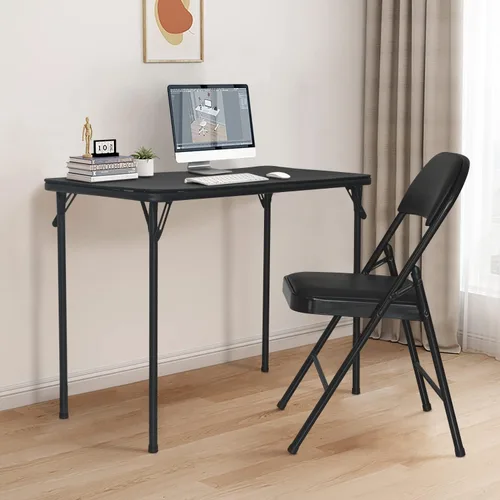 Miniatura 2 de BOOSDEN Juego de mesa y silla plegable, mesa y sillas plegables para tarjetas, mesa portátil con sillas para interiores y exteriores, juego