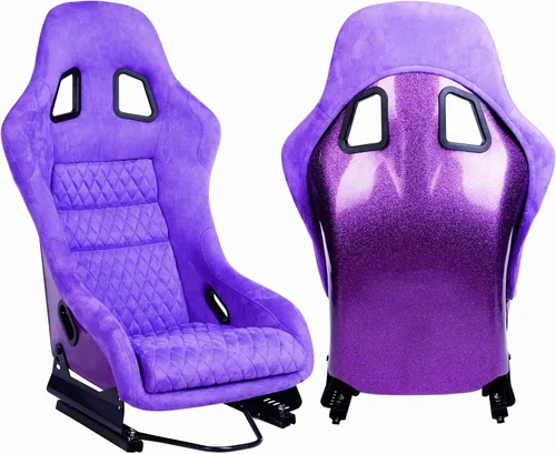 Miniatura 9 de Tamaño L Pieza De Asiento De Carreras Con Respaldo De Fibra De Vidrio Fuerte Universal Para Coches Tela Negra Costura De Diamante Blanca Con