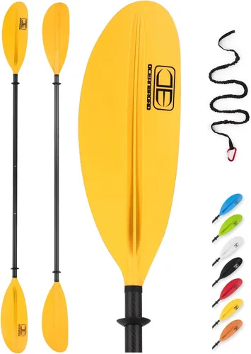 Miniatura 8 de OCEANBROAD Adjustable Carbon Fiber Kayak Paddle 86in/220cm to 94in/240cm Kayaking Oar for Adults with Paddle Leash 1 Paddle Azul