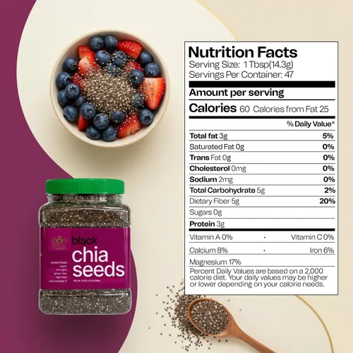 Miniatura 2 de Golden Crown Black Chia Seeds- Superalimento sin gluten Ricas en omega-3 y fibra Semillas de chía aptas para dieta cetogénica, perfectas