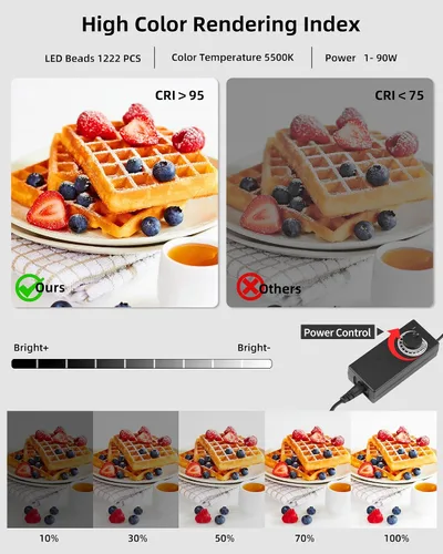 Miniatura 2 de Caja de Luz Portátil Glendan para Fotografía: Caja de Foto Profesional Ajustable de 16"x16" con Luces LED CRI 480 de Alta Calidad - Caja de Luz