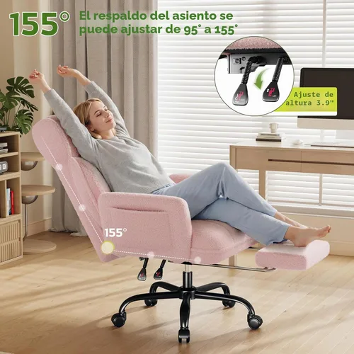 Miniatura 3 de DurayLoly Silla de oficina grande y alta con brazos y respaldo ajustables, silla de oficina ergonómica con reposapiés y tela cómoda para oficina