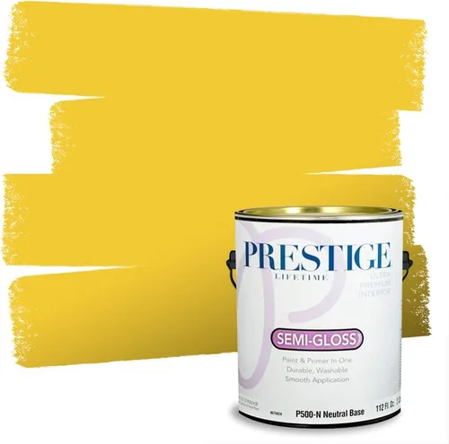 Miniatura 144 de PRESTIGE Pinturas Pintura Exterior e Imprimación En Uno, 1 Galón, Satinado, Pareja Comparable de Benjamin Moore* Amarillo* 320BM-PCM