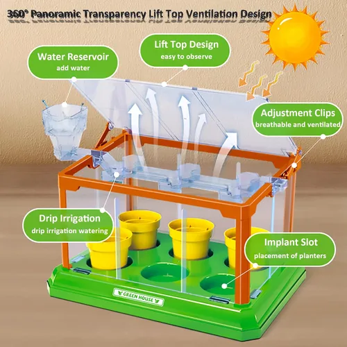 Miniatura 3 de EXBEPE Kit de jardinería para niños, kit de terrario de cultivo de invernadero, juego de cultivo de plantas, descubrimiento, regalo educativo