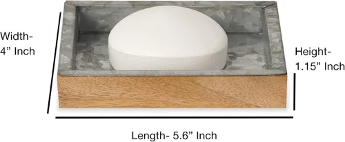 Miniatura 4 de nu steel Juego de 7 accesorios de baño de acero galvanizado y madera: incluye tarro de Q-tip, jabonera, soporte para cepillos de dientes, vaso