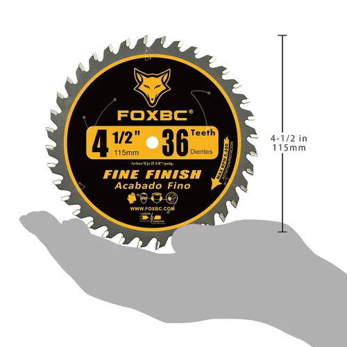 Miniatura 5 de FOXBC - Hoja para sierra circular de 4-1/2 pulgadas, 36 dientes, acabado fino para corte de madera con eje de 3/8 pulgadas