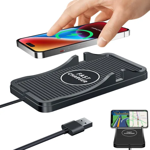 Cargador inalámbrico para coche, almohadilla de carga antideslizante, 15 W, 10 W, 7.5 W, cargador rápido, adaptador de montaje para iPhone 13 12 Pro