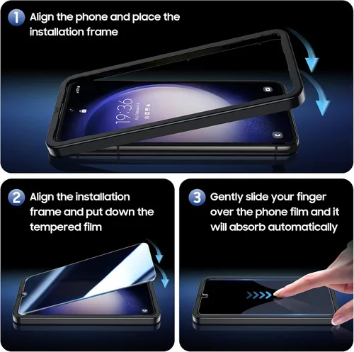 Miniatura 3 de UniqueMe Protector de pantalla de privacidad para Samsung Galaxy S23 Plus, compatible con huellas dactilares ultrasónicas, [2+2 unidades] Vidrio