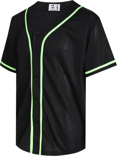 Miniatura 31 de Pullonsy Camiseta de béisbol en blanco para hombres y mujeres, camisas de manga corta con botones completos, hip hop, hipster, uniformes deportivos