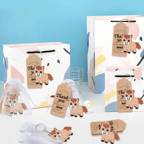Miniatura 4 de Paquete de 24 llaveros de poni, recuerdo de fiesta para los amantes de los ponis, regalo de regreso de invitados, fiesta temática de animales