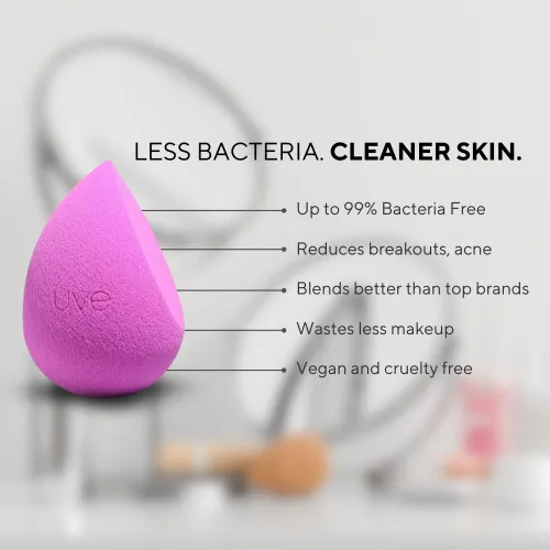 Miniatura 3 de UVé Beauty Sponge - Licuadora de maquillaje, paquete de 3, esponjas de maquillaje violeta para mezclar bases, polvos y cremas, el aplicador Paquete