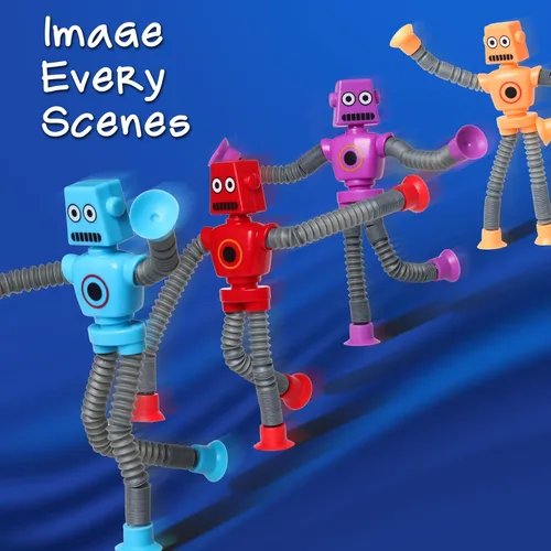 Miniatura 2 de Regalo de Día de San Valentín para niños pequeños, niños de 3, 4, 5, 6, 7, 8 años, 4 piezas de juguete de robot con ventosa telescópica, juguetes