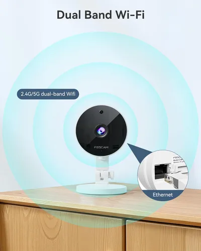 Miniatura 8 de FOSCAM Cámara de seguridad 3K 5MP para interiores, 0.08 oz y 0.18 oz WiFi magnética Mini perro/gato/mascota/bebé, detección de movimiento Blanco