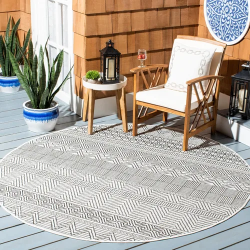 Miniatura 67 de SAFAVIEH Alfombra lavable para exteriores, colección Courtyard de 2.3 x 16 pies, color negro y gris, no desprende pelusa y de fácil limpieza, ideal